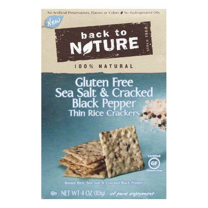 Back to Nature Thin Sea Salt & Cracked Black Pepper Rice Crackers, 4 Oz