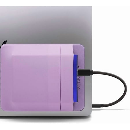 Afterplug 2-Pocket Adhesive Pouch for Laptop Compatible with External 2.5 HDD SSD Magic Mouse USB Cable and More - Lilac Purple
