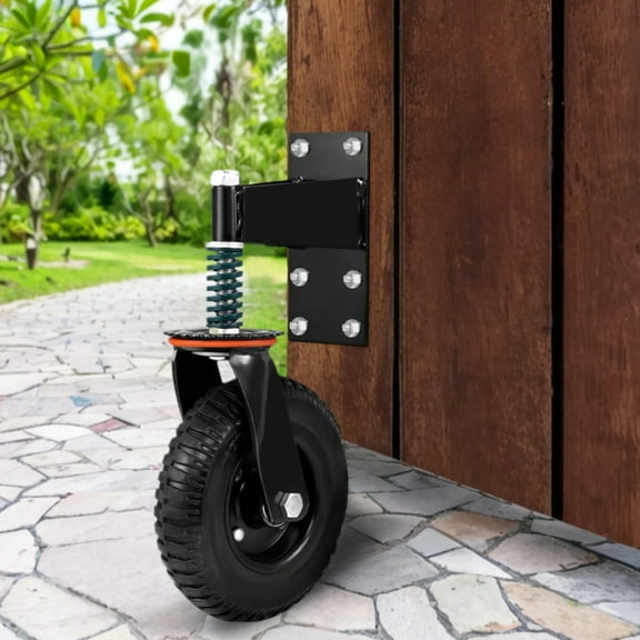 1Pc Gate Wheels for Metal Tube Gate, Spring Loaded Caster Wheel 8-Inch, 360 Degree Rotation, 600 Lbs Load Capacity Fence Wheel for Uneven Floors