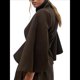 thumbnail image 2 of Ponchos con Mangas de Murciélago para Mujer, Abrigo de Lana con Cuello Alto y Cinturón, Chaqueta Corta de Invierno Café L, 2 of 8