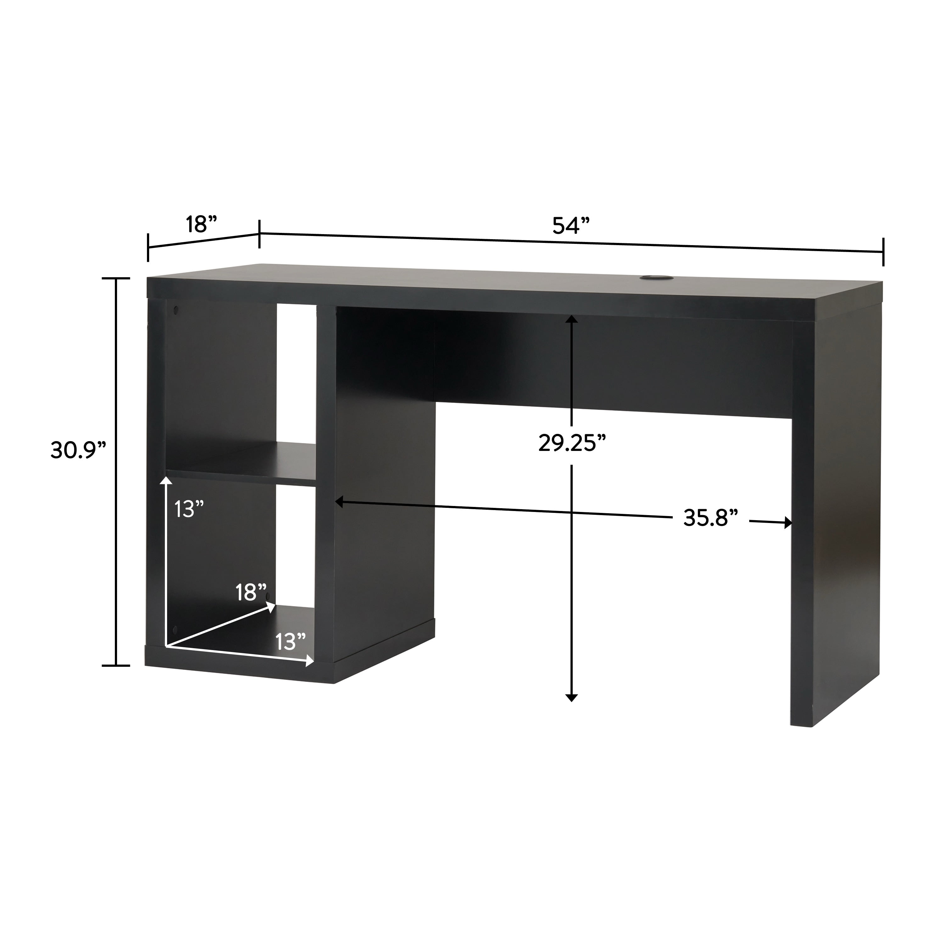 Better Homes & Gardens Cube Storage Office Desk, Solid Black