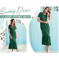 thumbnail image 6 of Women Summer Casual Short Sleeve Crewneck A-line Swing Flowy Tiered Shirt Maxi Beach Long Dress, 6 of 6