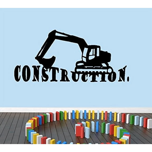 Decal ~ CONSTRUCTION with Tractor~ WALL DECAL 20" X 40"