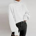 thumbnail image 2 of Tiweut Casual Sweaters for Women Winter Fashion Sweater Oversized Knitted High Neck Long Sleeve Plus Size Relaxed Fit Blouses White,S, 2 of 4