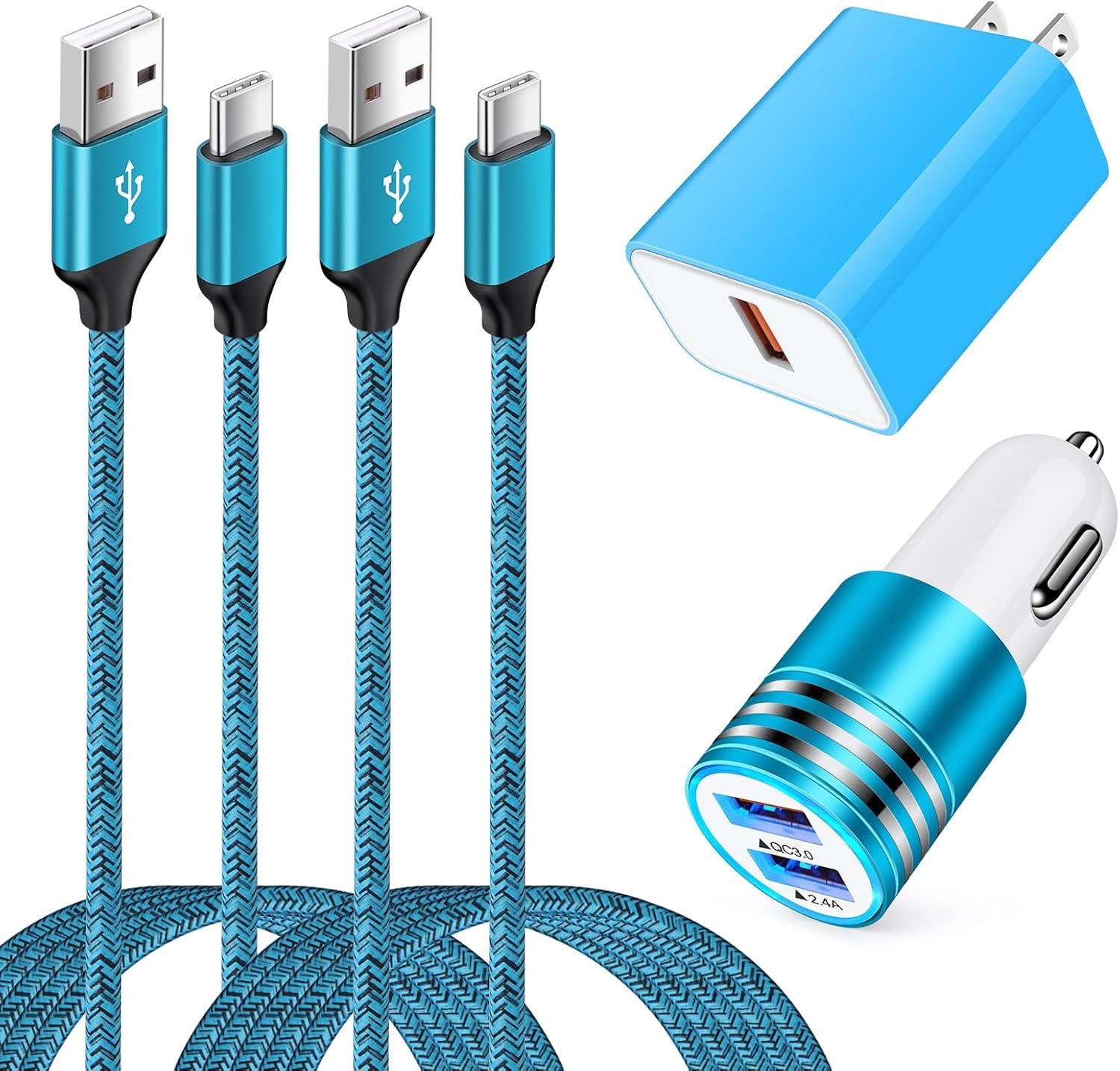 MHAWBL-Android C Type USB C Car Charger Fast Charging for Samsung Galaxy S25FE/S25 Edge/S25 Ultra/S25 Plus/A17/A16/A36/A26/A23/S24FE/S24 Ultra/S24 Plus/S23FE/A56/A35, QC3.0 18W Charger Block+USB C Ca