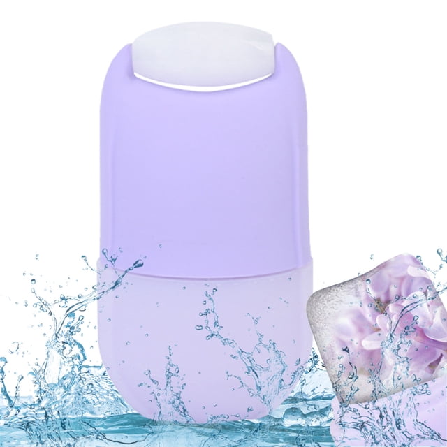 Rodillo de hielo para rostro y ojos, masaje facial mejorado, herramientas para el cuidado facial, molde de silicona para hielo, morado