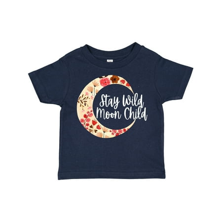 

Inktastic Baby Stay Wild Moon Child Crescent Moon with Flowers Gift Toddler Toddler Girl T-Shirt