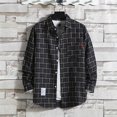 thumbnail image 3 of Camisa y blusa de manga larga a cuadros para hombre con bolsillo, diseño de marca, corte entallado, informal, barata, con botones, moda 2024 I Clothes, 3 of 5