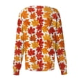 thumbnail image 5 of LNZGNM Scrub Jackets for Women Long Sleeve Leaf Print Scrub Cardigan Snap Front Lightweight Nurse Uniform with Pocket,Vermilion(M), 5 of 5