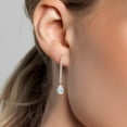 thumbnail image 3 of Gem Stone King 14K Yellow Gold White Moissanite and White Lab Grown Diamond Long Liner Dangle Earrings for Women | 2.36 Cttw | Gemstone Birthstone | Pear Shape 8X5MM | White Gold Chain Drop Earrings, 3 of 6