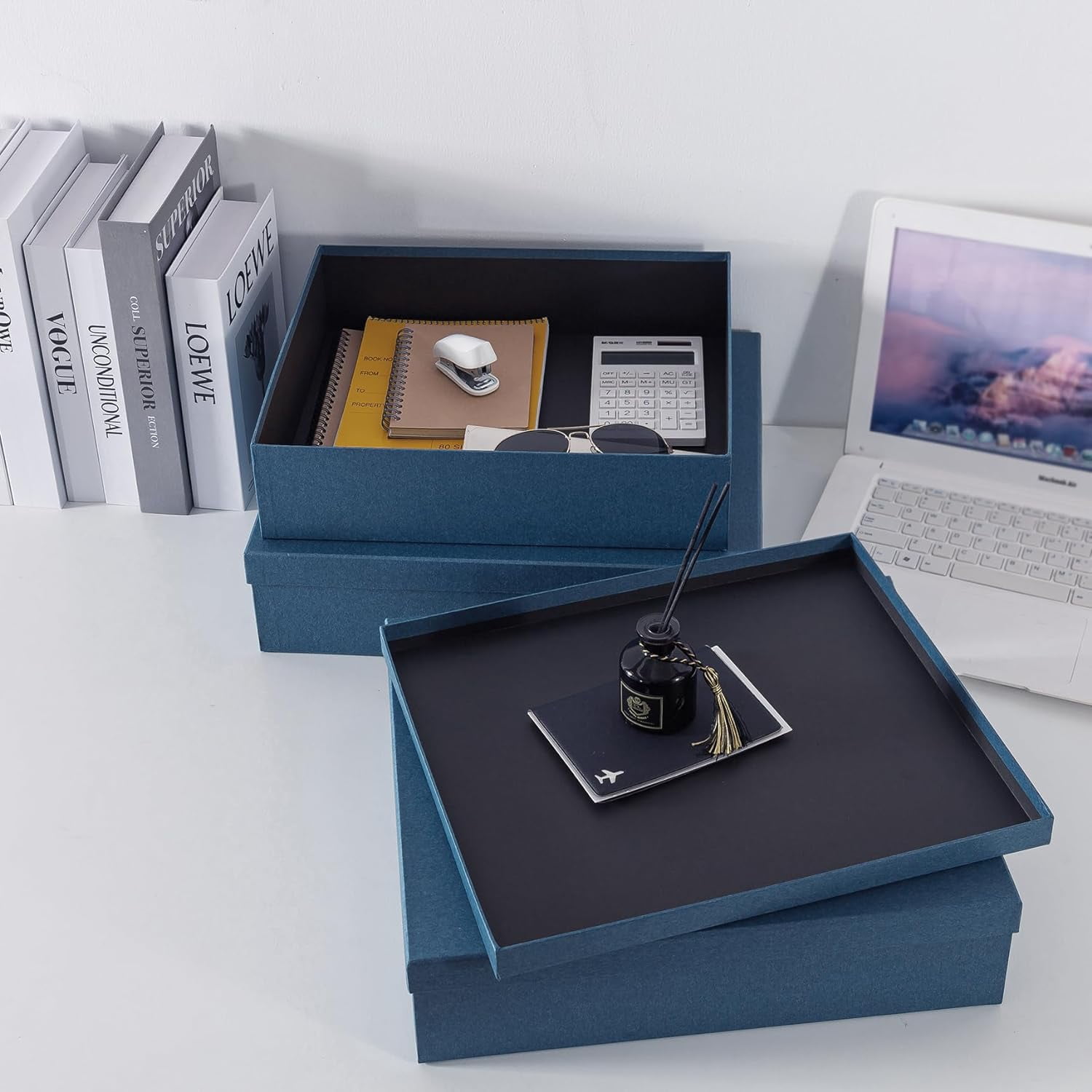 Decorative Storage Boxes with Lids, Paper Storage Box Set for Keepsakes and Photos, Decorative Boxes for Home Decor, Stationery, Office Organizers