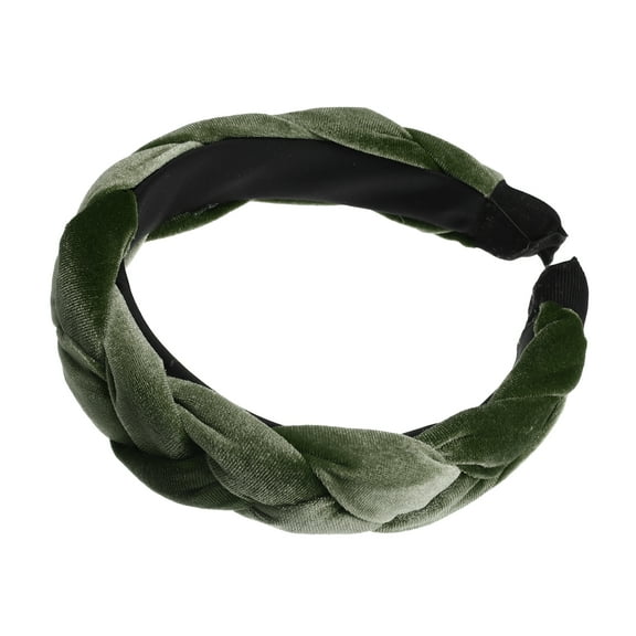Vocoste Thick Braided Velvet Headband Hairband for Women Green 1.2inch Wide