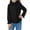 F010-Black, variant on hengsof Girls Solid Color Ruffled Long Sleeve Stand Collar Button Up Shirt, Comfortable Casual Kids Top, Suitable for Ages 3-12, Versatile Everyday Top