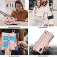 thumbnail image 6 of Allytechgroup Wallet Case for iPhone XS Max, RFID Blocking Multiple Cards Holder Zipper Pocket Hand Strap Shockproof Stand Phone Case with Crossbody Lanyard for Women Girls, Rosegold, 6 of 7