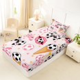 thumbnail image 5 of spefrowx Cute Soccer Bow Print Twin Sheets for Fans, Pink Ice Cream Waffle Bedding, 3 Pieces, 1 Flat Sheet, 1 Fitted Sheet and 1 Pillowcase, 5 of 6