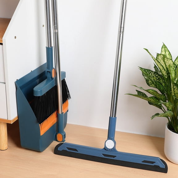Brooms For Sweeping Indoor Foldable Bristle Folding Office Blue