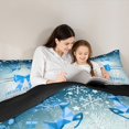 thumbnail image 2 of Feelyou Bowknot Ribbon Queen Comforter Set for Kid, Christmas Snowflake Bedding Sets, Blue Sequin Print Reversible Bedding Comforter Set, Ultra Soft Home Decor, 3 Pieces, 2 of 8