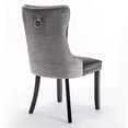 thumbnail image 6 of Accent Dining Chair Set of 2 with High Back, Modern PU Leather Upholstered Kitchen Chair with Solid Wood Frame & Legs, High-end Tufted Armless Chair with Nailhead Trim for Dining Room, Black & Gray, 6 of 9