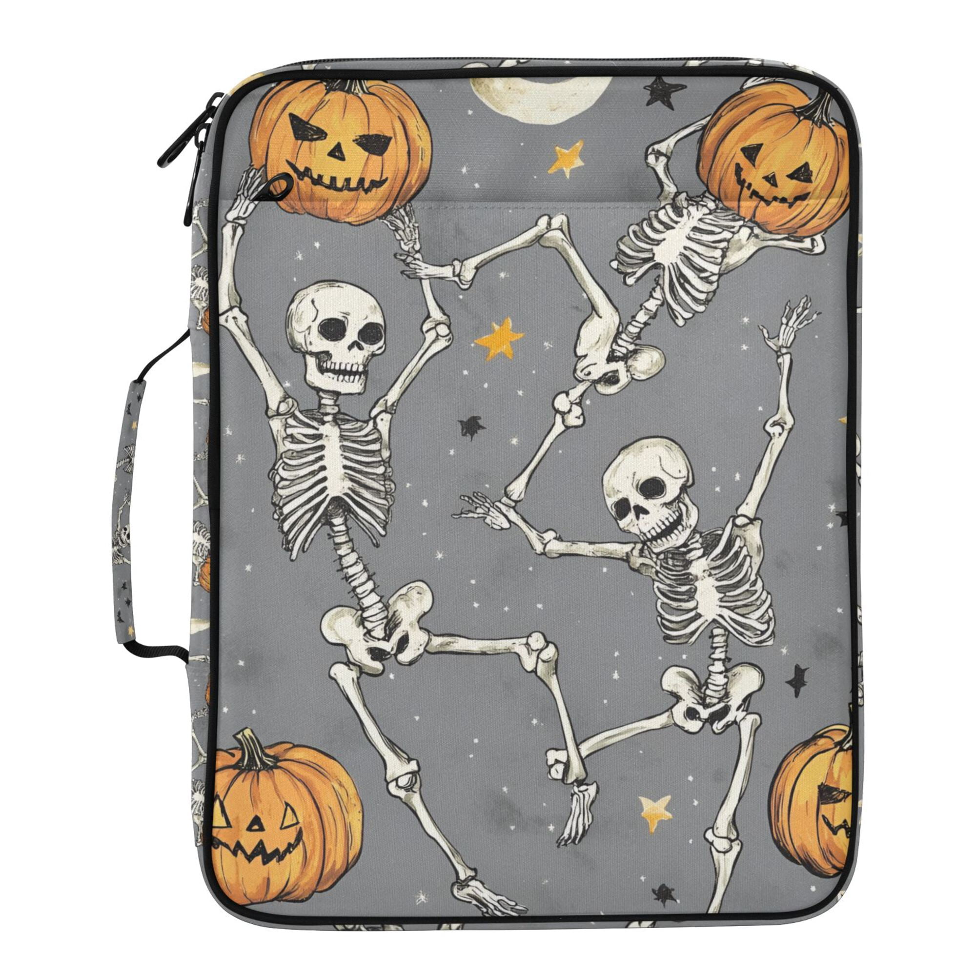 FORMRS Accordion File Folder A4 Size 7-Pocket Expanding Document Organizer Bag with 3 Ring Binder, Gray Halloween Dancing