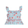 thumbnail image 4 of Girls Dress Blue Cotton Flower Square Collar A Line Ruffle Flare Short Sleeve 3 Years, 4 of 6