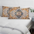 thumbnail image 4 of Boho Blue Throw Pillow Cover, Pillowcase Protectors with Zipper, Breathable Decorative Lumbar Pillow Case Cover, Ethnic Middle Century Geometric Abstract Art Pillow Shams for Couch Sofa 12x20Inch, 4 of 8