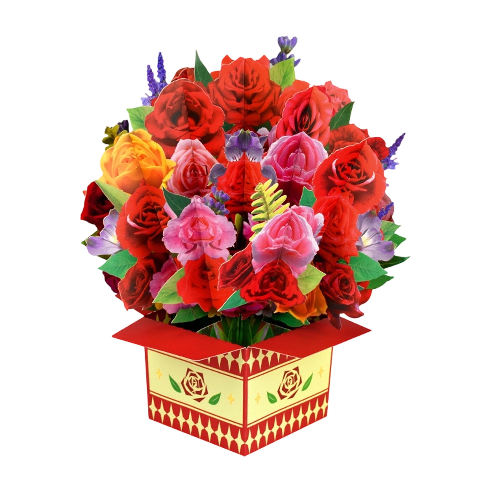Yannianjz 4Pcs Mother's Day Greeting Card, 3D Poping-up Flower Arrangement Display Stand, Three-dimensional Bouquet Card for Birthdays, Anniversaries, Weddings