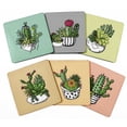 thumbnail image 1 of Inkdotpot Set of 6 Drink Coasters DecorativeNon,SlipCork Base4-inch Square PrintedCoastersEasy Clean- Cactus, 1 of 8