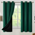 thumbnail image 1 of Cortinas opacas 100 % con aislamiento térmico para dormitorio con forro negro, doble capa, oscurecimiento completo de la habitación, cortina con ojales que reducen el ruido, 2 paneles, 1 of 8