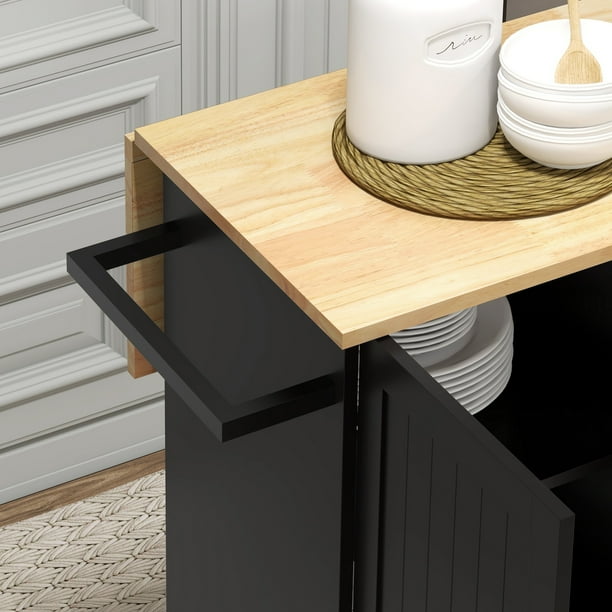 Dessertes îlot Central Cuisine Avec Table 4 Roues Universelles Porte Serviettes 94x41x94cm