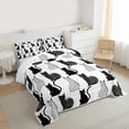 thumbnail image 3 of jejeloiu Cartoon Cat Kitten Queen Comforter Set,White Black Gray Bedding Comforter Set For Pet Lovers Reversible 3pcs, 3 of 8