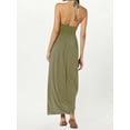 thumbnail image 6 of Raccmtaty Women Summer Dress V-Neck Low Cut Halter Lacing Backless Pleated Sleeveless Dresses, 6 of 6