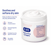 E45 Moisturising Cream, 350g, Dermatological Moisturizer for Dry Skin, Fragrance-Free 3 Pack