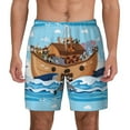 thumbnail image 2 of Goofa Animals on Noah's Ark Printed Men's Swim Trunks Board Shorts Quick Dry Mens Swimming Trunks with Compression Liner,Breathable Fit Hawaii Beach Shorts-Large, 2 of 9