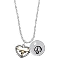 thumbnail image 1 of Delight Jewelry Goldtone Longhorn in Rope Heart Silvertone Script Initial Disc - D - Charm Necklace, 20"+3", 1 of 4