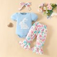 thumbnail image 2 of Summer Saving! Yievot Baby Clothes Newborn Girl Easter Spring Summer Rabbit Flower Printed Cute Baby Pajamas Girl with Headband Clearance 0-18 Months 2024 Summer Toddler Outfits on Clearance, 2 of 7