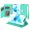 Teal, variant on For iPhone 12 & iPhone 12 Pro (Open Camera Hole) Wallet ID Card Holder Case Cover - Black