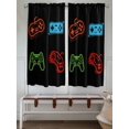 thumbnail image 6 of Living Room Curtains 72 Inches length, Game Controller Window Treatment Curtain Drapes, Modern Art Gaming Handheld Black Light Filtering Drapes for Bedroom Laundry Room, 52"x72", 2 Panels, 6 of 7