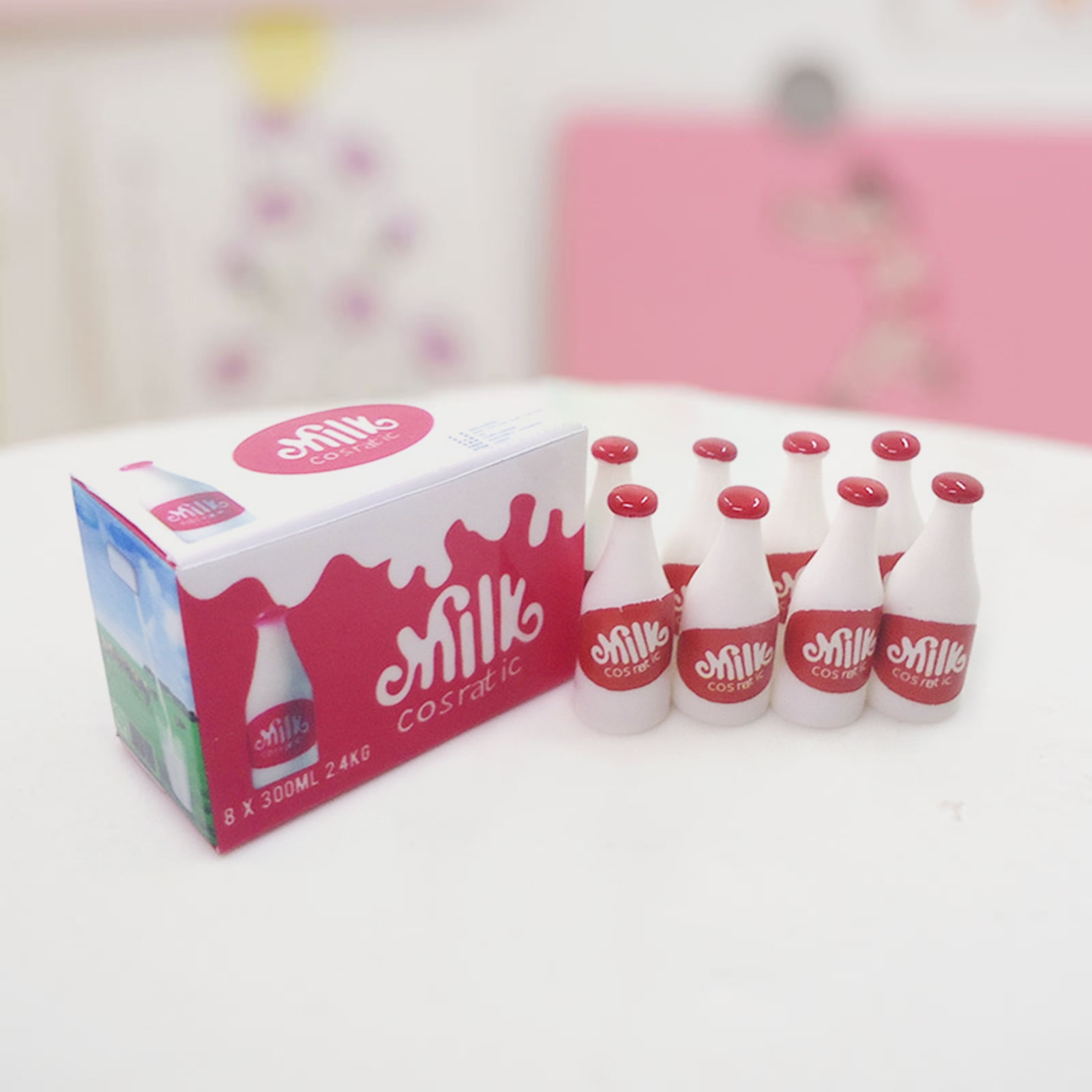 Hesroicy 1 Set 1:12 Dollhouse Drink Realistic Looking 3D Shape Miniature Milk Bottles Model Mini ...