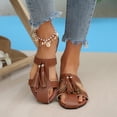 thumbnail image 7 of Bkhluea Women Fringe T-Strap Slide Sandals Slip On Comfortable Footwear For Beach Travel Daily Casual Outdoor Activities, 7 of 7