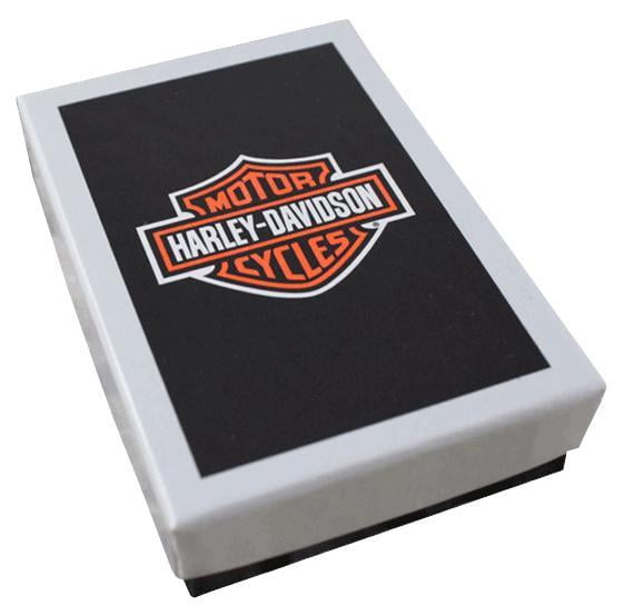 Zippo HD Harley Davidson Orange Black Shield Logo Satin Chrome Lighter NEW