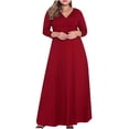 thumbnail image 1 of Vestido de fiesta de manga larga con degradado sólido y escote en V sexy para mujer de talla grande Fridja  NMB3703, 1 of 9