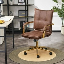 MOJAY PU Leather Ergonomic Executive Office Chair, Swivel Desk Chair with Padded Armrest,  Brown