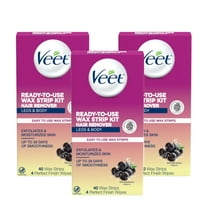 Veet Leg and Body Hair Remover Cold Wax Strips, 40 ct (Pack of 3)