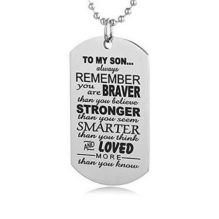 - Girl12Queen TO MY SON Military Army Style Dog Tag Stainless Steel Pendant Men's Necklace