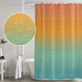 thumbnail image 5 of Small Stall Shower Curtain 48x72 Inch Narrow Half Size Burnt Orange Teal Striped Bath Curtains Bathroom Decor, Farmhouse Gradient Line Waterproof Fabric Shower Curtain Set with Hooks 48 Inch, 5 of 7