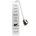 thumbnail image 1 of Pendentif Chat en Acier Inoxydable Élégant avec Marque-Page pour Enseignants et Lecteurs, 1 of 3