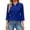 Blue, variant on Women's Fashion Casual Lapel Short 3/4 Sleeve Color Shirt Women's Button Up Tops, Size S-3XL