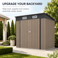 thumbnail image 2 of 6x4ft Shed Outdoor Storage, All-weather Metal Garden Shed W/Floor, Galvanized Steel Tool Storage Shed, Double Lockable Doors, Brown, 2 of 9