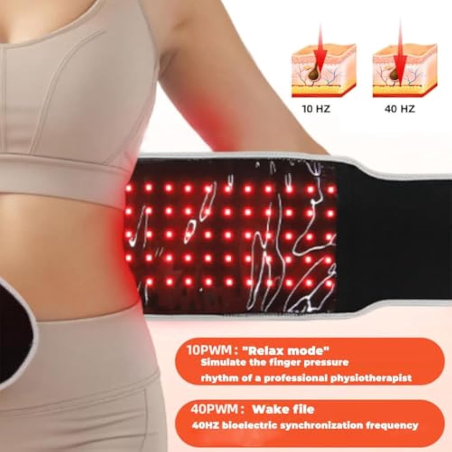 Lumalean Pro Slimming Belt, Lumalean Pro - Adjustable Cordless Belt, Tighten Loose Skin and Firm Your Waist, Soothes Post-Workout Aches and Tightness, for Waist, Thigh, Arms Etc (Black)
