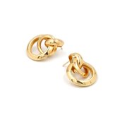 LongcreekX Circle Statement Earrings for Women, Round Double Circle Earrings, Double Hoop Earrings Hypoallergenic, Twisted Earrings Studs, Chunky Gold Drop Hoop Earrings, Cute Jewelry Funny Earrings